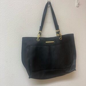 STEVE MADDEN Black Faux Leather Bag With Floral Interior